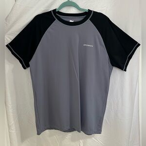 DPOWIEN Men’s XL Gray & Black Short Sleeve Swim Rash Guard Quick Dry Shirt